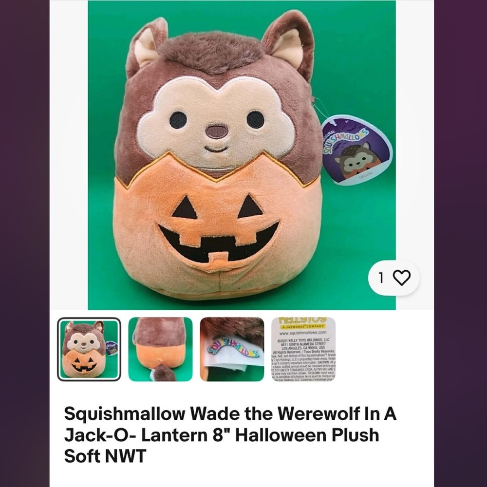 Claire's Squishmallow Werewolf Plush with Pumpkin